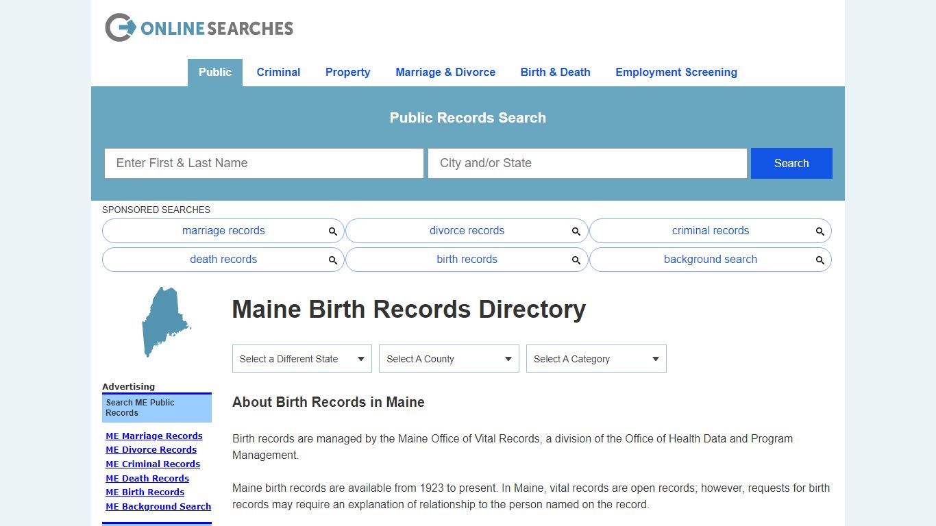 Maine Birth Records Search Directory